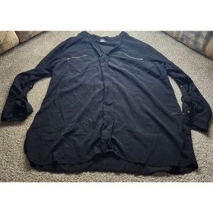 Dots plus size 3x Large Long Cuff Sleeve Button Up sheer Zipper Dress XXXL